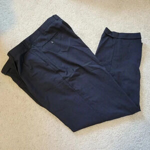 Tasso Elba Dress Pants 42 x 32 Mens Black Pleated Cuffed Woolmark Wood Cashmere